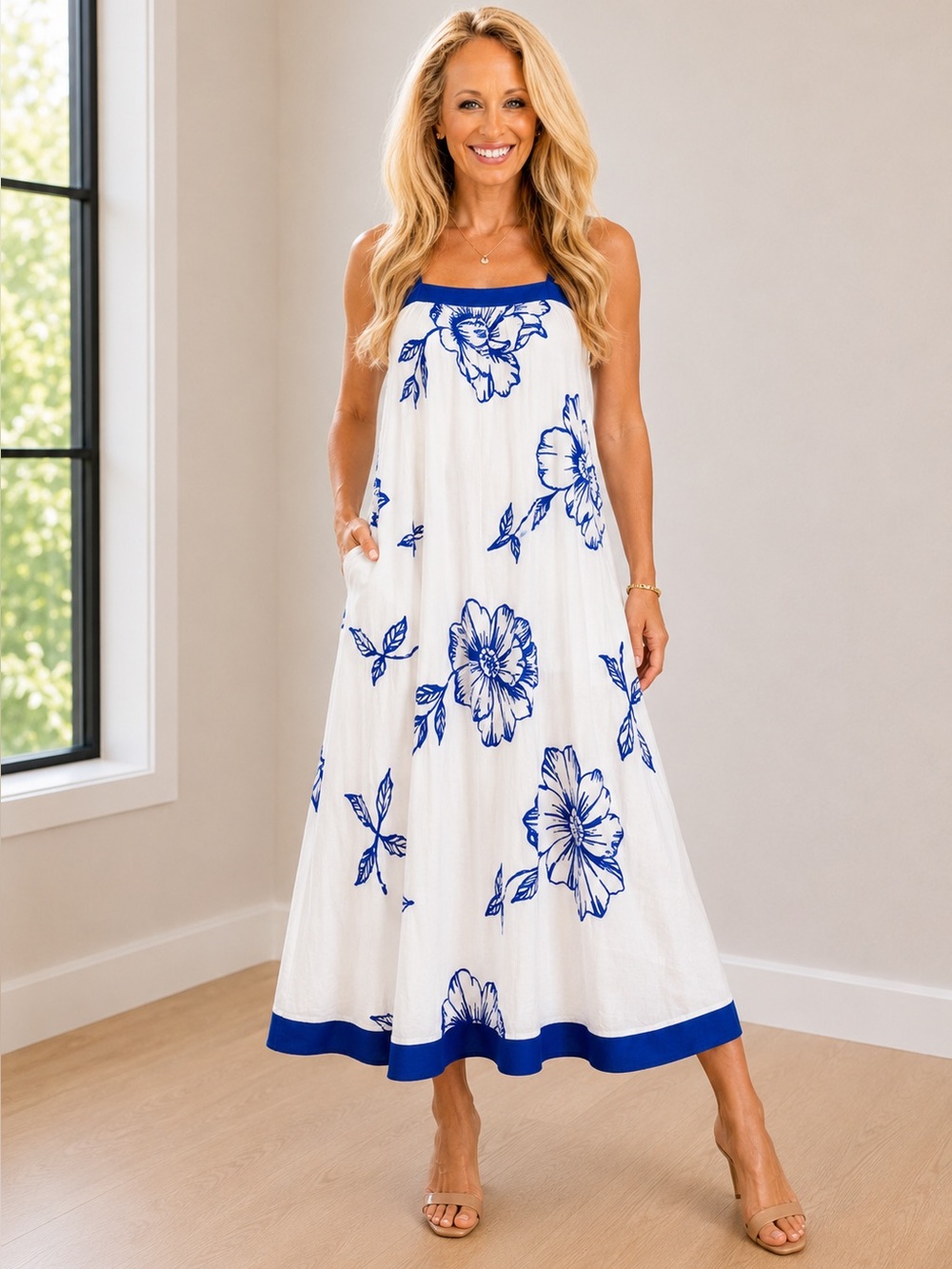 White Closet Blue Floral Maxi Dress